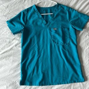 Figs teal scrub top, one pocket Catarina top size small